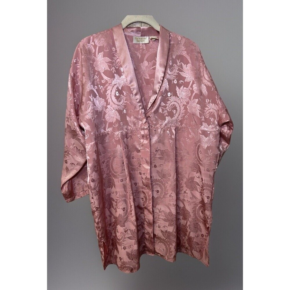 Vintage Victorias Secret Satin Blush Night Shirt Gold Label M/L Floral Coquette
